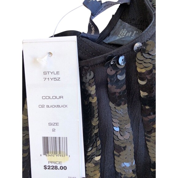 NWT French Connection SPARKLE MINI DRESS Gorgeous Black Short Sleeve Top SIZE 2 - Picture 10 of 12